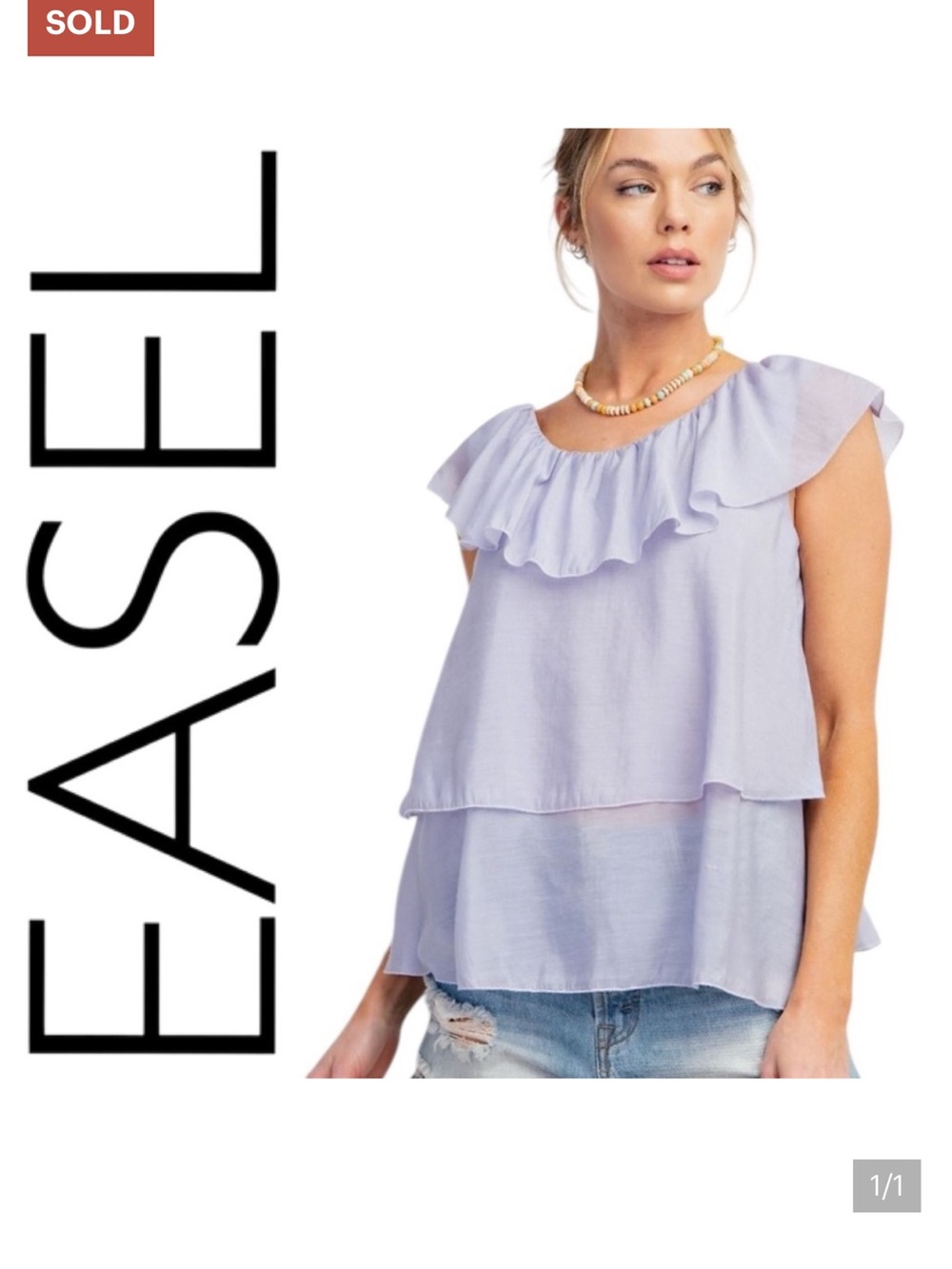 easel Lavender Ruffle Tiered Sleeveless Top